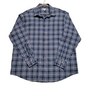 Peter Millar Mens Blue Plaid Button-Up Shirt XXL Cotton Preppy Career